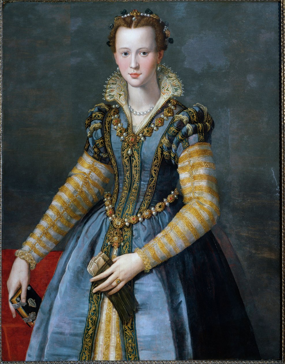 Porträtt av Maria av Medicis, fru till Henrik IV och mor till Ludvig XIII av Alessandro Allori