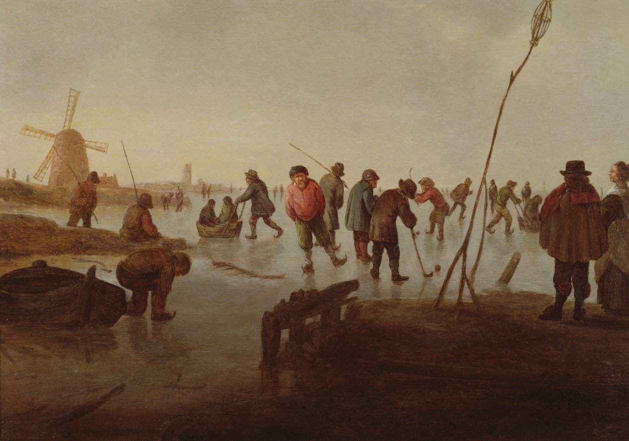 Konståkning på Frozen Waterway, 1600-talet av Barent Avercamp