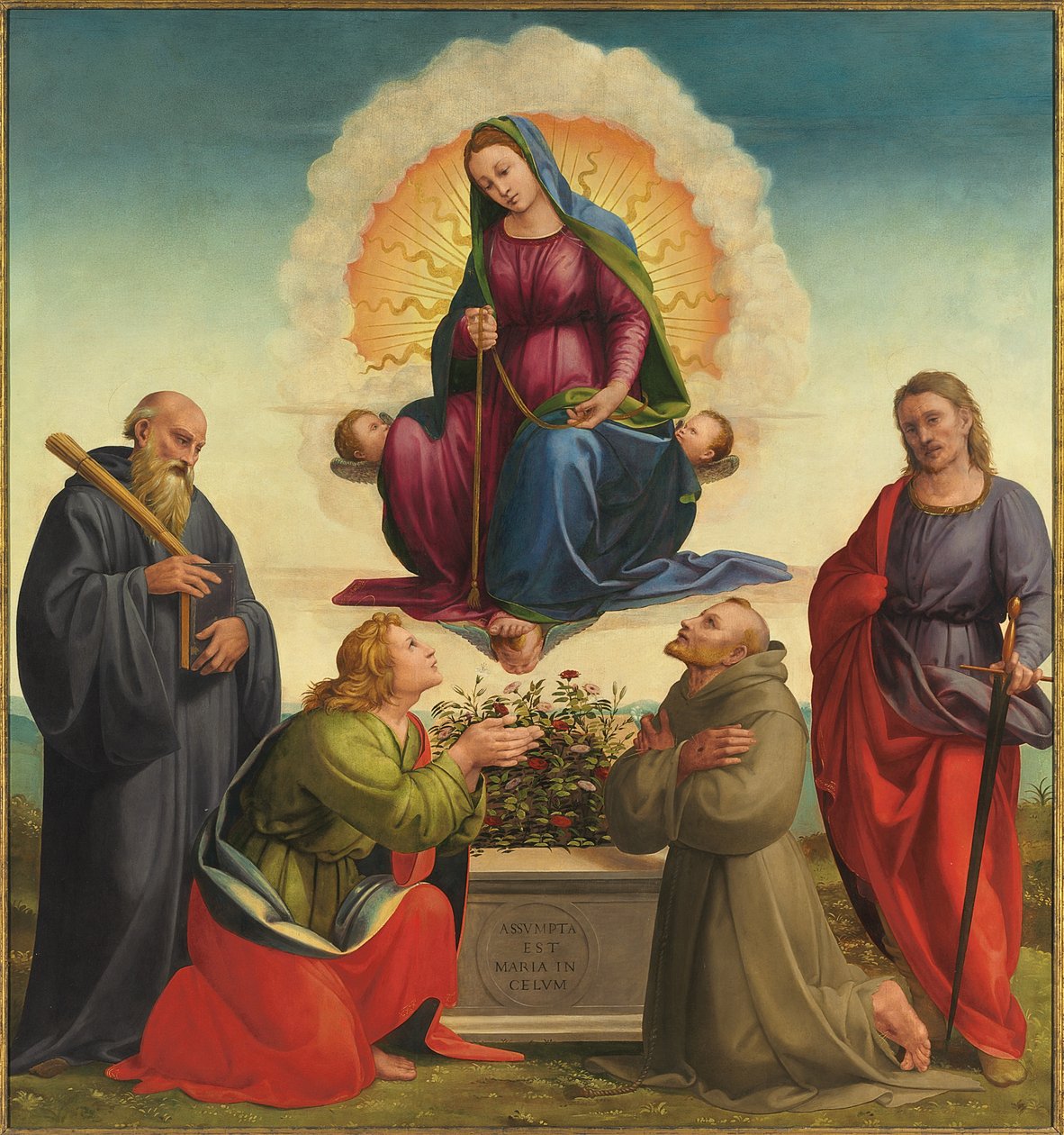 Madonna delle Cintola med Saints Benedict, Thomas, Francis och Julian av Francesco Granacci