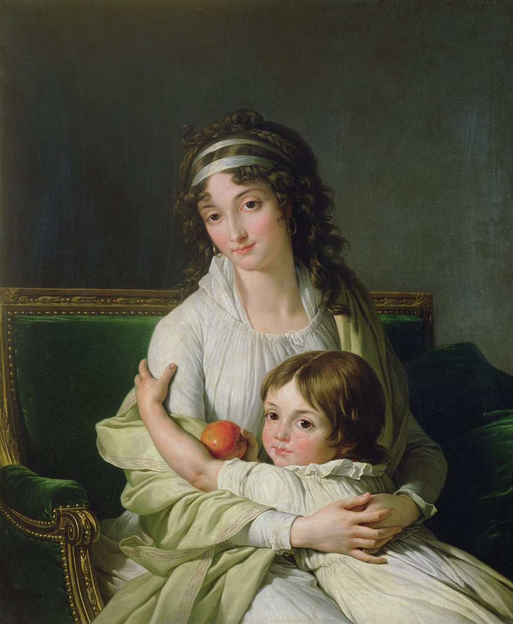Porträttet antas vara Madame Jeanne-Justine Boyer-Fonfrede och hennes son Henri av François André Vincent