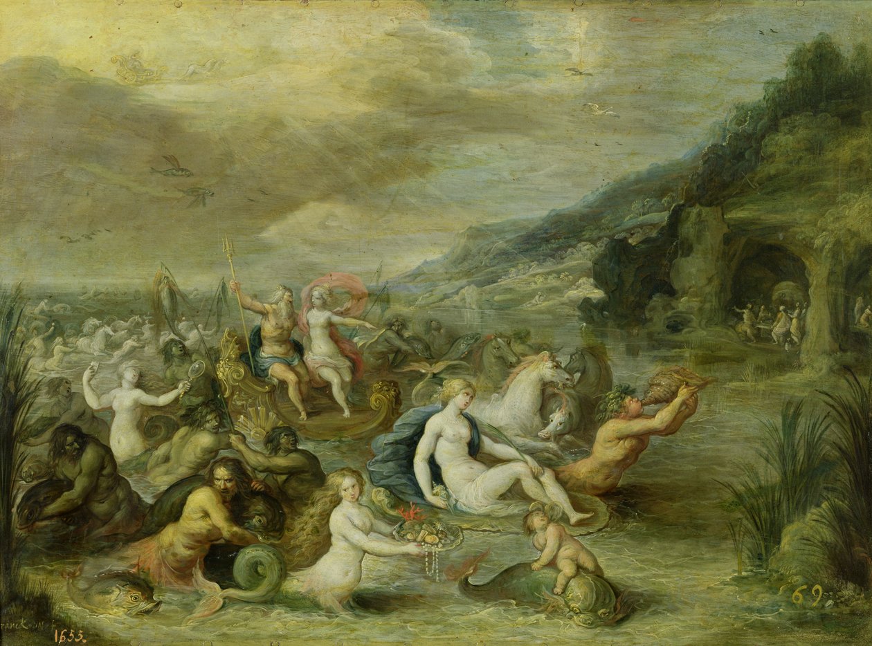 Amfitrites triumf (olja på koppar) av Frans II Francken the Younger
