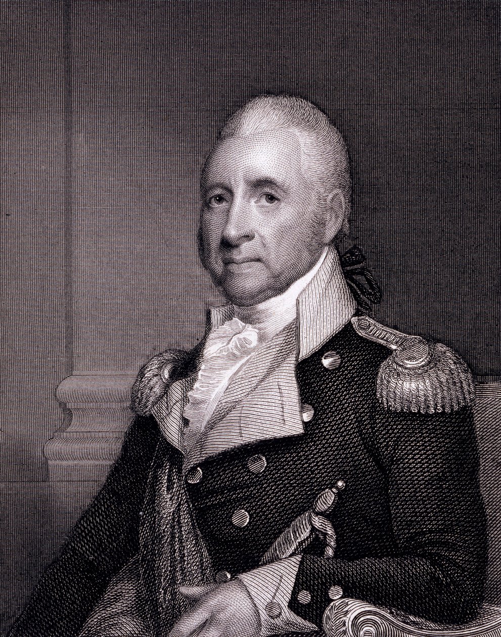 Porträtt av generalmajor John Brooks, graverad av Asher Brown Durand (1796-1886) efter kopian av James Herring (1794-1867) av Gilbert Stuart