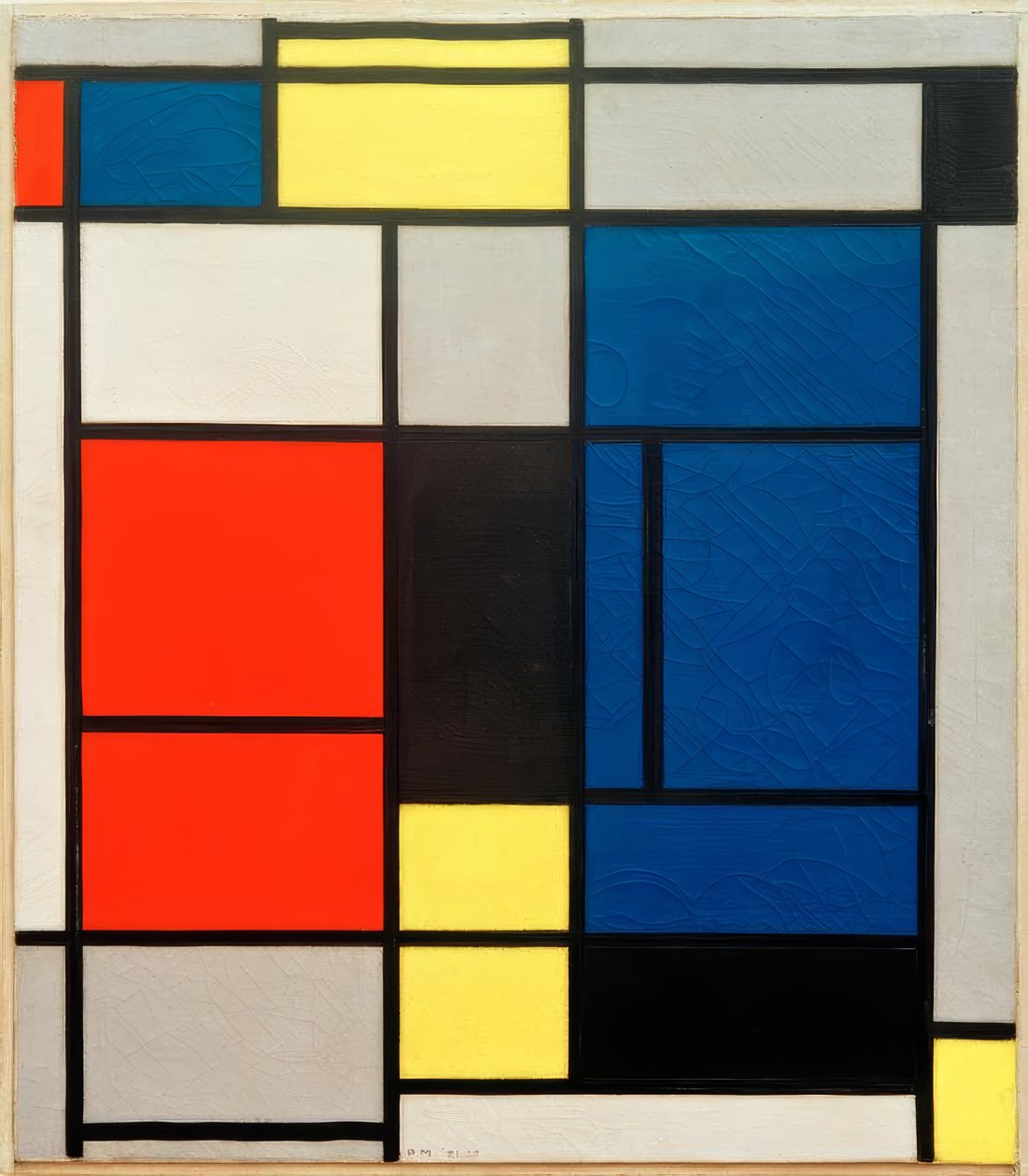 Tablå nr. Jag, med rött, blått, gult, svart och grått av Piet Mondrian