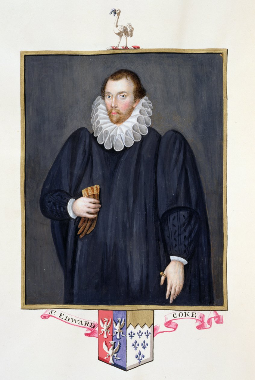 Porträtt av Edward Coke (1552-1634) från "Memoirs of the Court of Queen Elizabeth", publicerad 1825 (wc och gouache på papper) av Sarah Countess of Essex