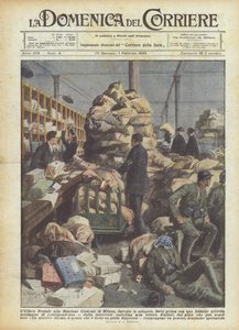 Postkontoret på Milanos centralstation, under strejken