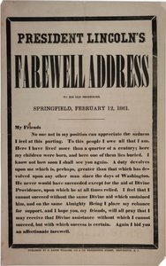 President Lincolns avskedsanförande till sina gamla grannar, Springfield, 12 februari 1861