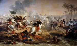 Kampanj (Expedition) i Egypten (1798-1801): "" Slaget vid pyramiderna den 21/07/1798"" Målning av Antoine dit Carle Vernet (1758-1836) 1700-talsboissy saint Leger. Grosbois slott