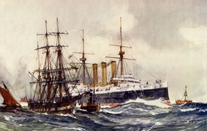 HMS Kent passerar South Sand Lightship