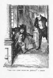 Scen från The Strange Case of Dr Jekyll and Mr Hyde av Robert Louis Stevenson, 1927 av Edmund Joseph Sullivan