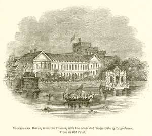 Buckingham House, från Themsen, med den berömda vattenporten av Inigo Jones