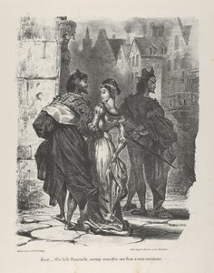 Faust försöker förföra Marguerite Goethe, Faust, 1825-27., 1825-27. av Eugène Delacroix