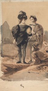 Hamlet och Horatio på kyrkogården, 1827-28. av Eugène Delacroix
