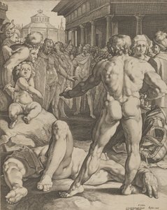 Kampen mellan Ulysses och Irus, ca. 1590 av Jan Muller