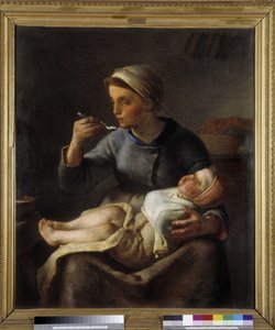 Kvinna som får sitt barn att äta (Le gröt) av Jean Francois Millet