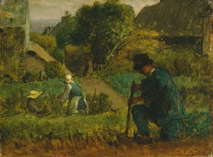 Trädgårdsscen, 1854 av Jean Francois Millet