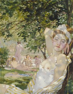 Badande i solen, 1930 (akvarell och bodycolour på papper)