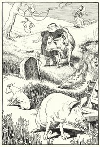 Den gamla kvinnan och hennes gris (gravyr) av Leonard Leslie Brooke