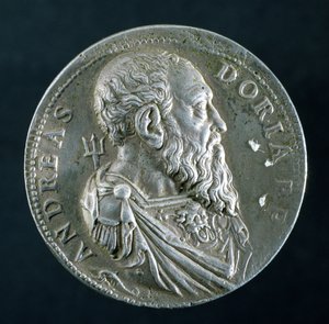 Porträttmedaljong av Andrea Doria (1466-1560) (framsidan), ca 1541 (silver) (se 122338 för baksidan)