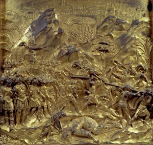 Historien om David och Goliat, en av tio reliefpaneler från Paradisets portar (östra dörrar), 1425-52 (förgylld brons) (se även 87652-59 och 87661-67)