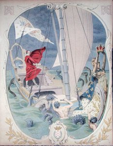 Armand-Jean du Plessis, kardinal Richelieu (1585-1642) avbildad som beskyddare av lojalitet till den franska kronan, illustration från Richelieus liv av Theodore Camu av Maurice Leloir