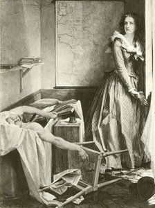 Charlotte Corday och Marat (gravyr) av Paul Baudry