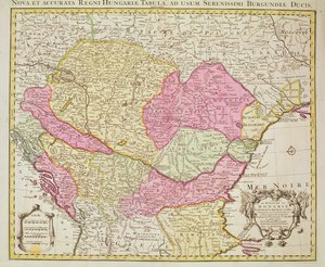 Karta över kungariket Ungern, 1742 (handfärgad gravyr)