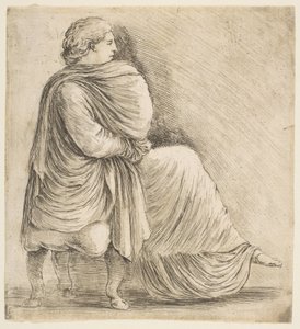 Sittande kvinna i profil efter Antique Bas Relief, ca. 1660. av Stefano della Bella