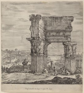 Concordtemplet och Forum Romanum av Stefano della Bella