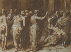 Saint Paul återställer Eutychus till liv, 1529-66. av Taddeo Zuccaro
