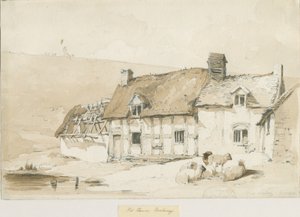 Norbury Village - Old Houses: sepiatvätt ritning
