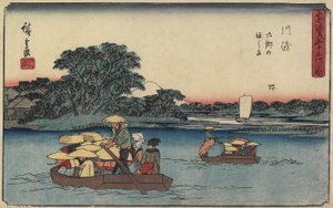 Färja vid Rokugo_, Kawasaki, 1841-1842