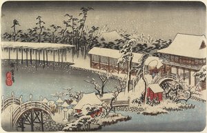 Snö på Shrine Ground of Kameido Tenman, 1832-1834
