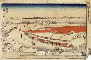 Yoshiwara Yuki no Asa, 1850 (färgträsnitt) (färgträsnitt)