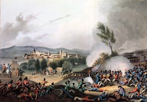 Slaget vid Vittoria, 21 juni 1813, etsat av I. Clark, aquatinted av M. DuBourg (akvatint)