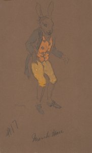 March Hare-dräktdesign från Alice-in-Wonderland, 1915.
