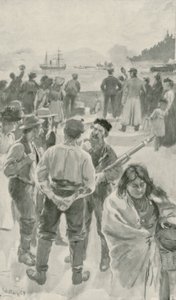 Ankomsten av det årliga fartyget till Fort York, Hudson Bay av William Rainey