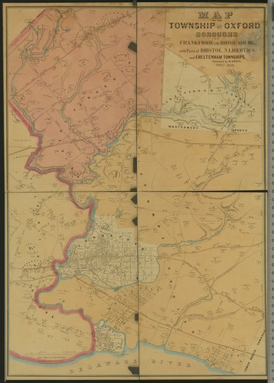 Karta över Township of Oxford, Boroughs of Frankford & Bridesburg med delar av Bristol, N. Liberties och Cheltenham Townships, 1849 av American Photographer