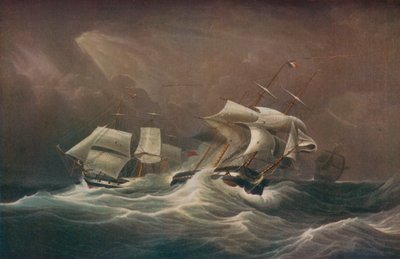 H.M.S. Outtröttligt engagerande den franska Droits-De-LHomme, 1797, 1829 av Edward Duncan