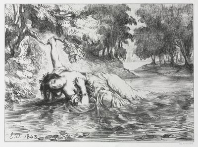 Hamlet: Ophelias död av Eugène Delacroix