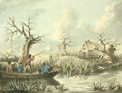 Duck Shooting, etsat av Thomas Rowlandson (1756-1827), pub. av J. Harris, 1789 (färgad etsning) (se även 125725-27) av George Morland
