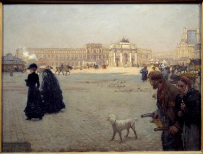 Place du Carrousel-ruinerna av Tuilerierna 1882. Tabell som representerar en vy över Paris. Målning av Guiseppe Nittis (1846 - 1884) av Giuseppe or Joseph de Nittis