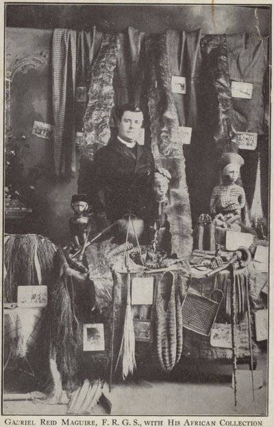 Gabriel Reid Maguire, irländsk upptäcktsresande, med sin afrikanska samling av Irish Photographer