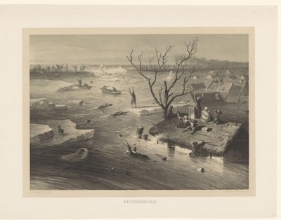 Vallbrott och översvämmade gårdar översvämning. 1855 (titel på objekt) av Jan Weissenbruch