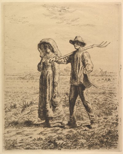 Bönder på väg till arbete, 1863. av Jean Francois Millet