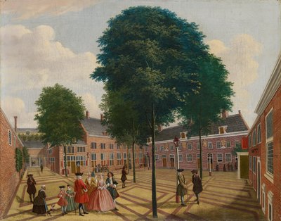 The large Courtyard of the Lepers Home, 1735 av Louis Chalon