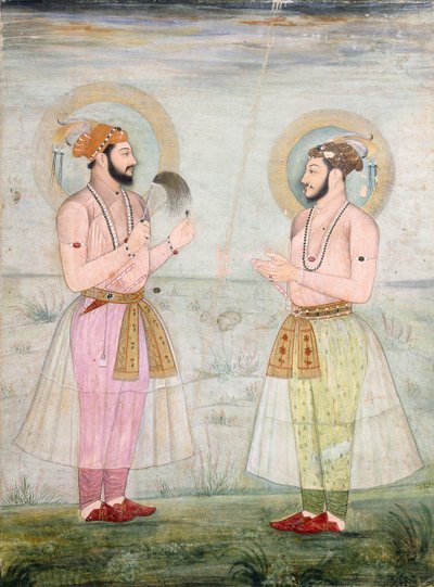 Porträtt av prins Dara Shikoh och prins Sulaiman Shikoh Nimbate, ca 1665 av Mughal School