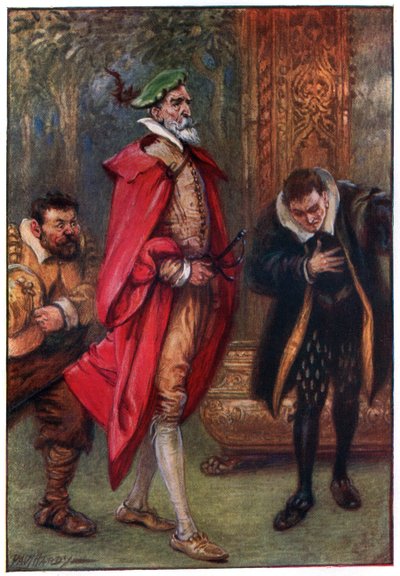 På så sätt mötte han godsrummet, illustration från "The Adventures of Don Quixote", utgiven av G. Bell und Sons, Ltd., 1911 av Paul Hardy