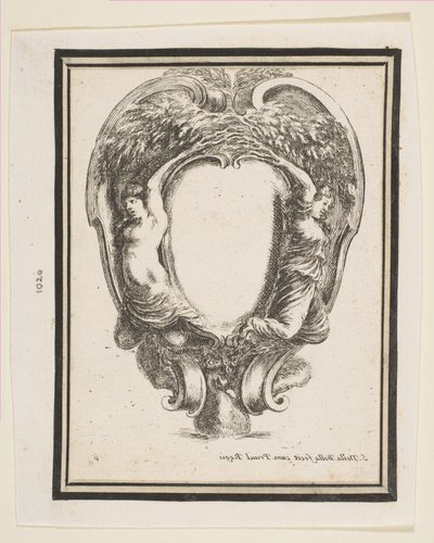 Kartusch med anka och nymfer, 1647. av Stefano della Bella