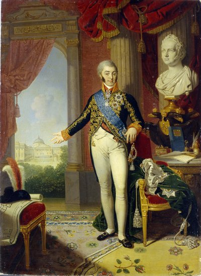Porträtt av greve Nikolai Petrovich Sheremetev (1751-1809) (porträtt av greve N.P. Sheremetev). Målning av Vladimir Lukich Borovikovsky (eller Borovikovski) (1757-1825), olja på duk av Vladimir Lukich Borovikovsky