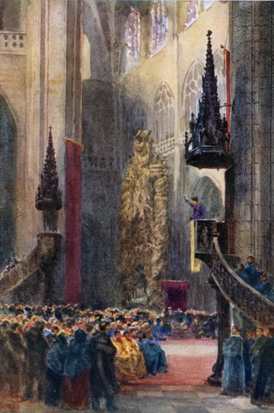 Orviedo, i katedralen (färg litho) av William Wiehe Collins